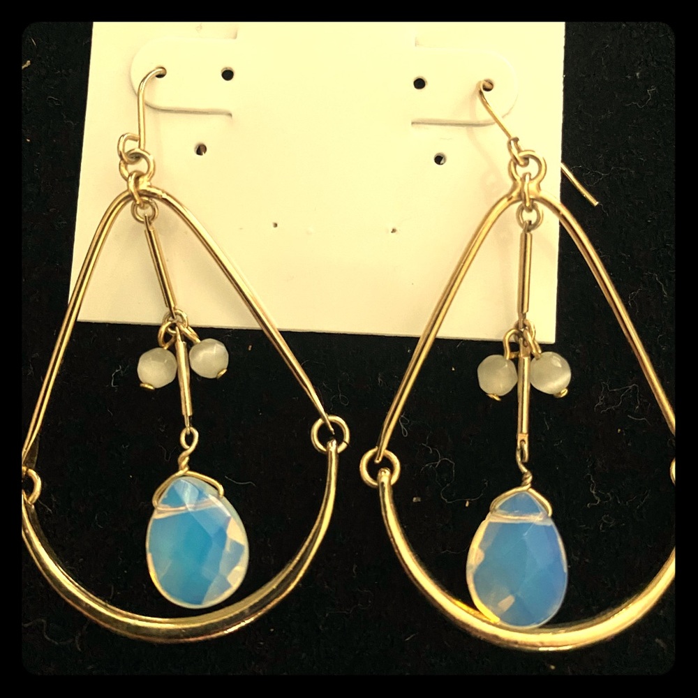 🔴lDONATED Moonstone dangle earrings in goldtone